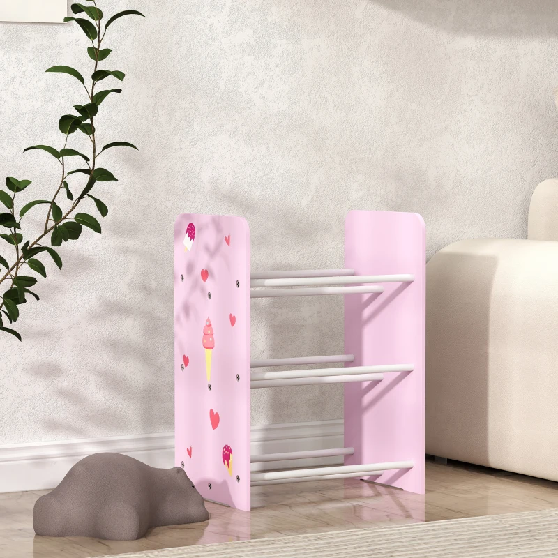AIYAPLAY Estante para Brinquedos com 6 Caixas de Tecido não Tecido Amovíveis Organizador de Brinquedos para 43x30x60 cm Rosa
