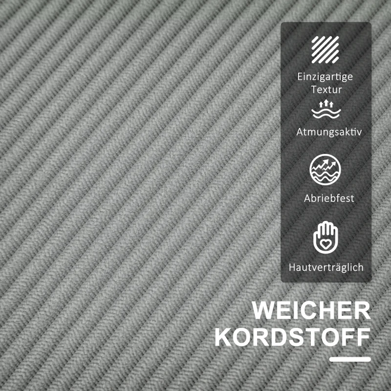 HOMCOM Tweezitsbank met opbergruimte en stevige houten poten, voor woonkamer, slaapkamer, 117 x 63 x 79 cm, Lichtgrijs(m-5)