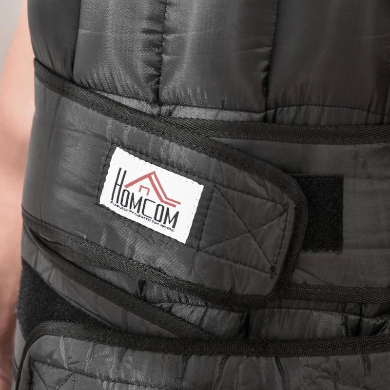 HOMCOM 30 kg Gilet de Poids Gilet d'Entraînement avec 35 Sacs de Poids Réglable Entraînement de Force Fitness Oxford Métal Noir 60 x 50 cm