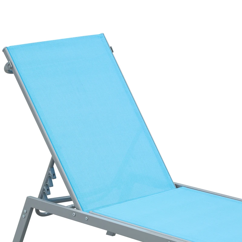 Outsunny Sonnenliege-Design Liegestuhl - Zeitgenössisches Design - Mehrfach verstellbare Rückenlehne - Epoxidbeschichteter Stahl Textilen Himmelblau - Abmessungen 170 x 58 x 97 cm