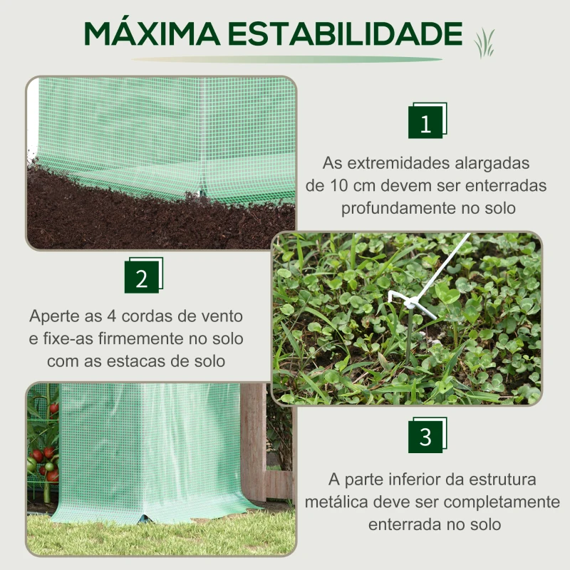 Outsunny Estufa de Jardim Pequena Estufa de Exterior com Janelas e Estrutura de Aço Estufa de Cultivo 200x76x168 cm Verde
