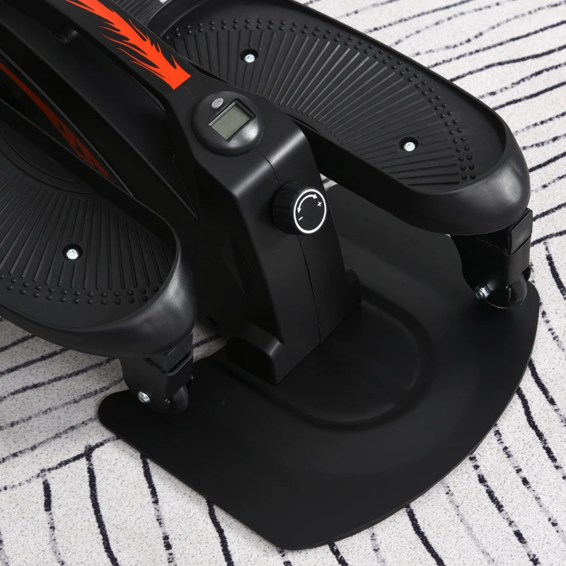 HOMCOM Mini Stepper avec Moniteur LCD, Entraîneur à Domicile, Pédalier, Appareil d'Entraînement, Résistance Réglable en Continu, Planche à Marche Antidérapante en Acier