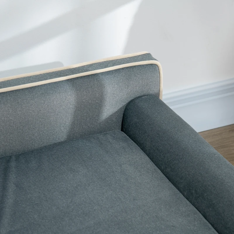 PawHut Skandinavisches Design-Sofa für Hund und Katze mit weichem abnehmbarem Kissen und massiven Holzbeinen 100 x 62 x 32 cm grau