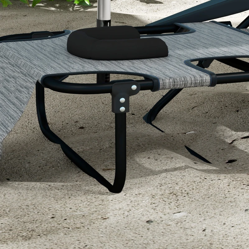 Outsunny Tuinligstoelen Relaxligstoel, Opvouwbaar, Weerbeständig, 194 cm x 72 cm x 31 cm, Zwart + Grijs