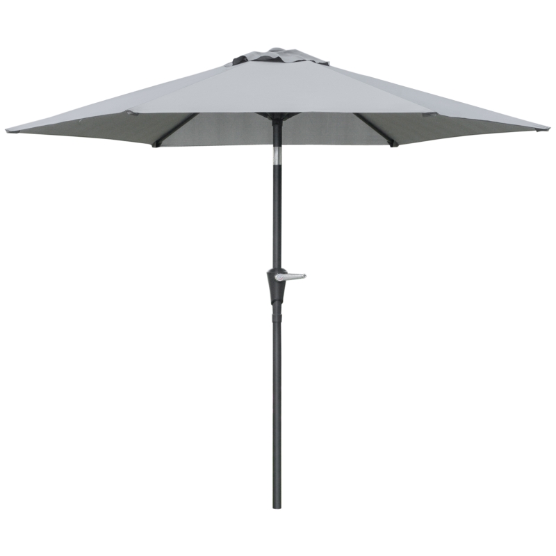 Outsunny Garten Sonnenschirm Hexagonal neigbar dim. Ø 2,3 x 2,16H m Metall Polyester grau
