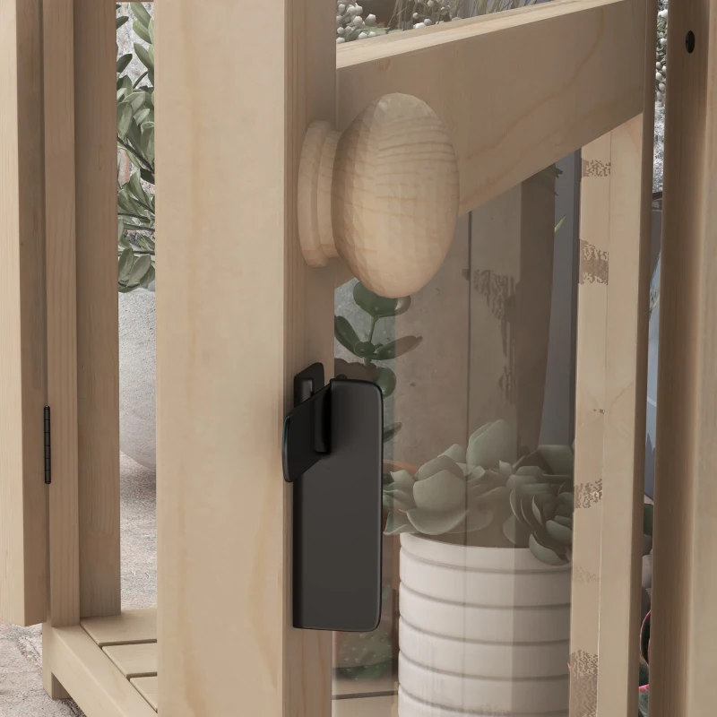 Outsunny Serre de Jardin Potager surélevé, résistant aux intempéries, 2 niveaux, bois de sapin, 103 x 61 x 103 cm, Nature