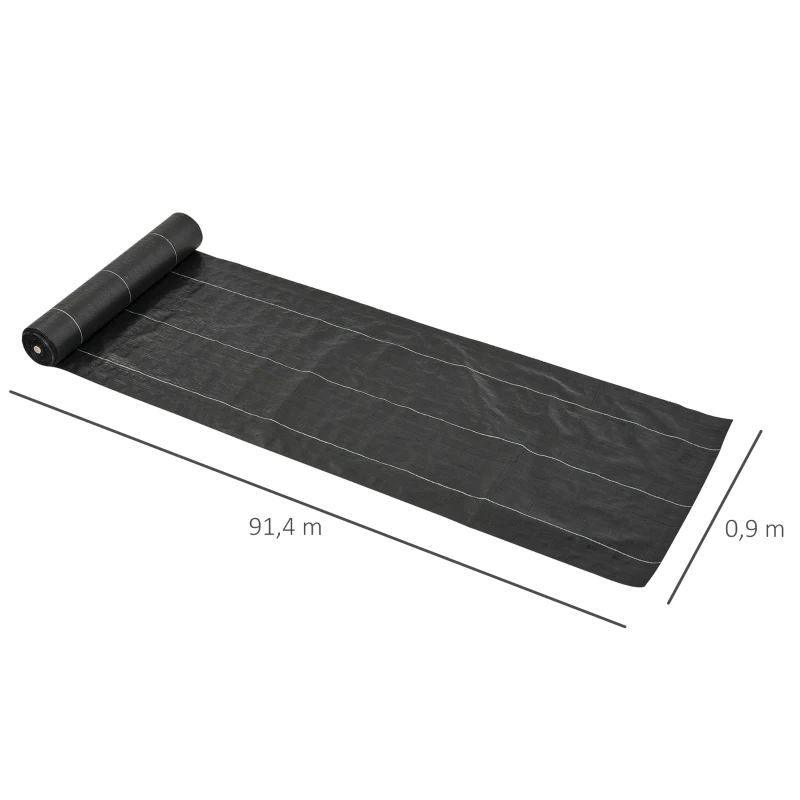Outsunny Mulchfolien - Mulchfolie gegen Unkraut 130 g/m² reißfest atmungsaktiv anti UV 92L x 1B m