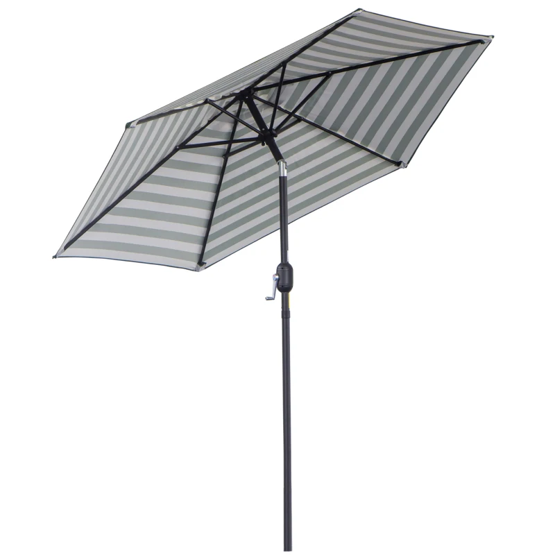 Outsunny Parasol de Jardin Terrasse Parasol Structure en Acier en Plein air Rayures Vertes Ø230 x 216 cm