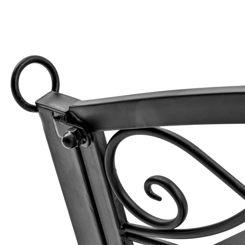 Outsunny Banc à Bascule 2 Places Balancelle de Jardin Hollywoodschaukel Swingbank avec Chaînes Métal Noir 132 x 63 x 58 cm
