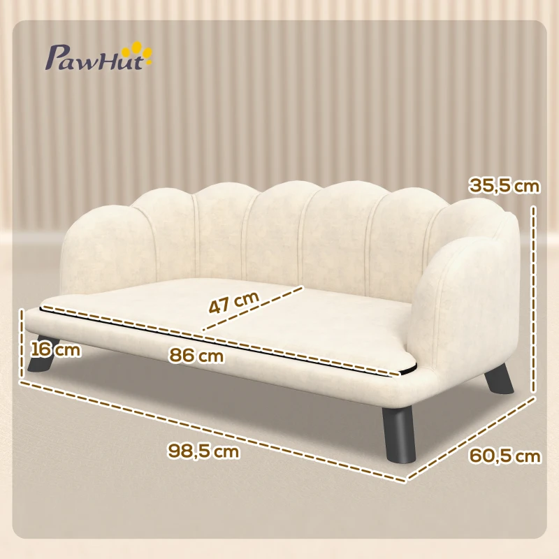 PawHut Hundesofa Katzenbett in zeitgenössischem Muscheldesign Größe 98L x 60B x 35H cm mit flauschigem Kissen aus Velours grün