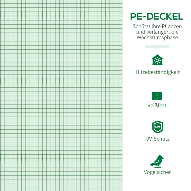 Outsunny Szklarnia przenośna z ramą stalową i pokrywą plastikową, Kolor Zielony