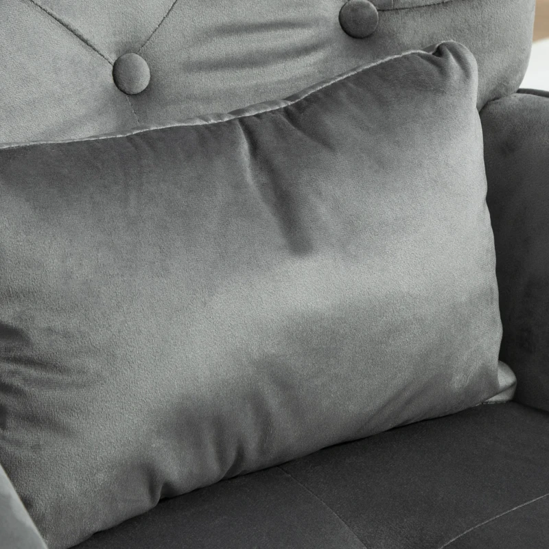 HOMCOM Fauteuil d'accent avec Repose-Pieds, rembourré, dossier haut, Aspect Velours, jusqu'à 150 kg, Gris foncé