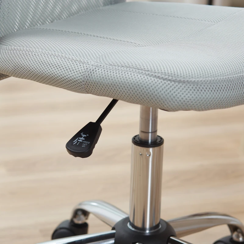 Vinsetto Bürostuhl ergonomisch höhenverstellbarer Bürostuhl mit verchromtem Fußgestell um 360° drehbarer Mesh-Stoffbezug Grau