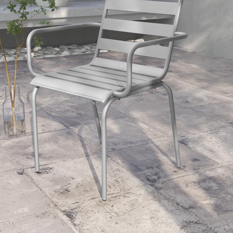 Outsunny Ensemble de bistro 3 pièces Ensemble de bistro en balcon de 2 chaises, pliable, design moderne, 51 x 58 x 78 cm, Gris clair