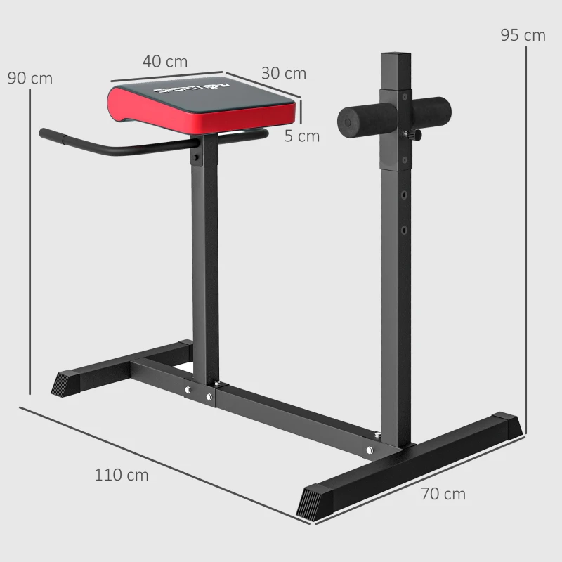 SPORTNOW Entraîneur abdominal et dorsal, Active les muscles, 6 positions de rouleaux pour les jambes, Poignées latérales, Cadre en acier