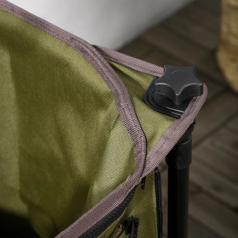 Outsunny Chariot de Jardin, pliable, 7 poches latérales, poignée réglable, jusqu'à 120 kg, acier, vert, 100 x 48 x 100,5 cm