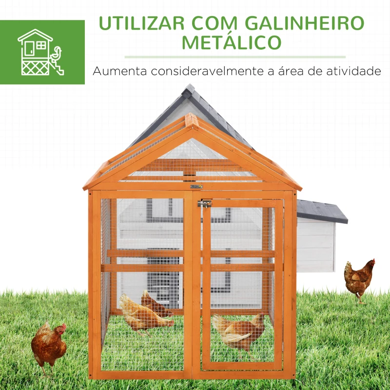 PawHut Galinheiro para Exterior 140x88,5x106 cm para 1-3 Galinhas com Estrutura de Madeira e 2 Portas com Fechadura  Madeira
