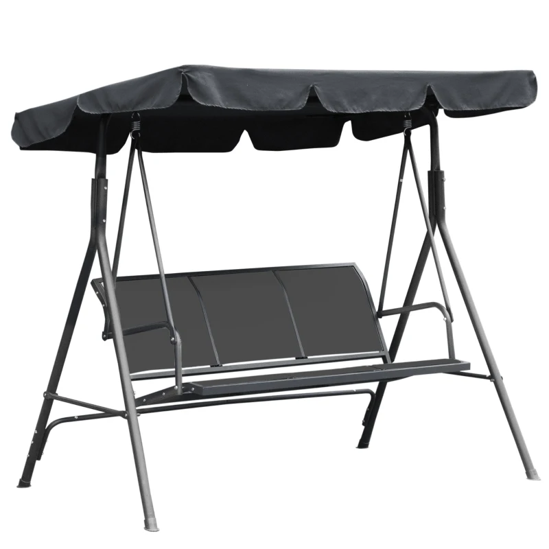 Outsunny Gartenliege 3 Personen Hochkomfortables wasserdichtes verstellbares Dach Ergonomische Sitz- und Rückenlehne Stahl Textilene Grau