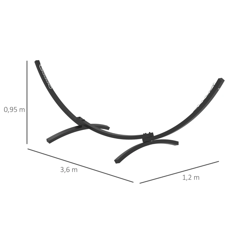 Outsunny Hängemattengestell aus robustem Metall mit Epoxidbeschichtung, Länge 360 cm für Hängematten von 270 bis 330 cm, Grau