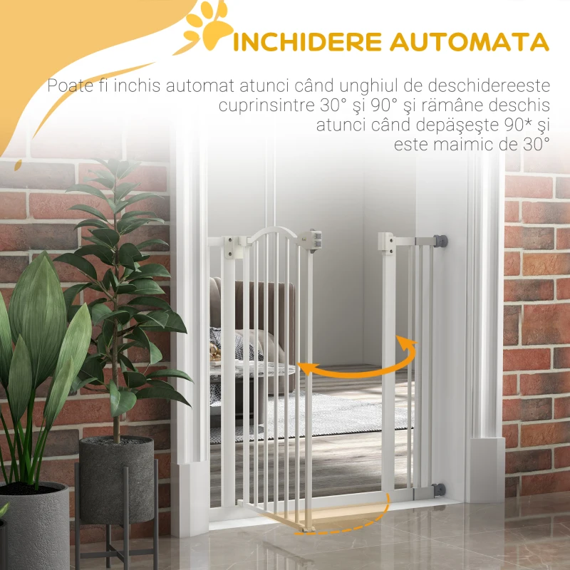 PawHut Poartă Extensibilă pentru Câini fără Șuruburi, Poartă de Siguranță Reglabilă, 94-100x94 cm, Alb