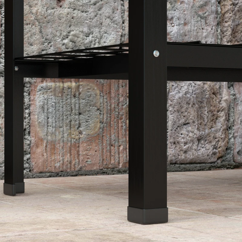 Outsunny Metall-Pflanzschale mit Ständer und Regal 104L x 39B x 80H cm 2 Räder + Bewässerungseinsatz Schwarz