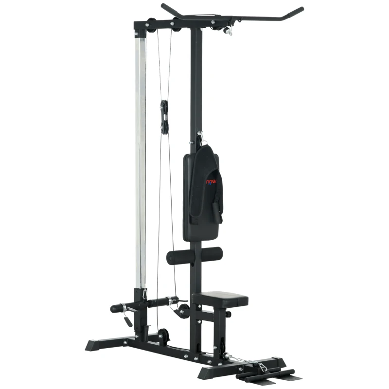 SPORTNOW Spiertrainingsstation met katrol, borsttrek - lat-pulldownmachine - halterbank voor spieropbouw