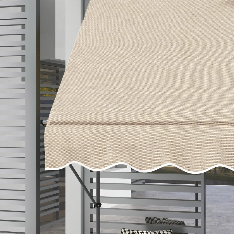 Outsunny Freistehender manueller einziehbarer Markisenstore 1,5L x 1,2B x 2,1-3H m verstellbare Neigung Metall Aluminium Polyester Sand