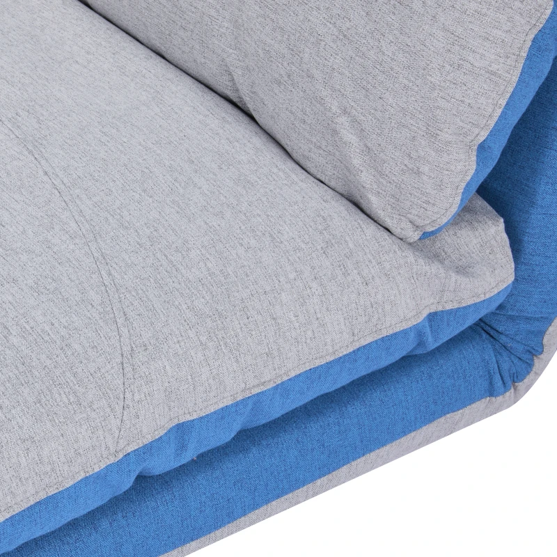 HOMCOM Bodenstuhl - Klappbare Gästematratze - Umwandelbarer Stuhl - Verstellbare Rückenlehne in 5 Positionen - Polyester-Leinenoptik Hellgrau Blau