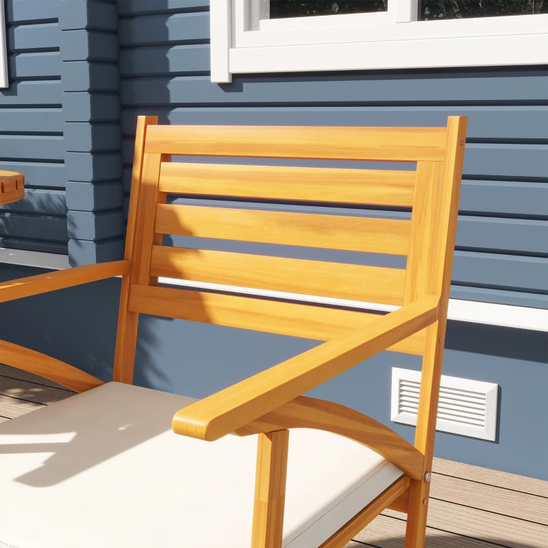 Outsunny Gartenmöbel-Set 3-teilig 2 Sessel mit abnehmbaren Kissen Beistelltisch aus Kiefernholz Braun