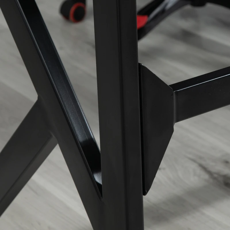HOMCOM Gaming-Schreibtisch Gamer-Schreibtisch Computertisch mit Kopfhörerhalter Getränkehalter Kabeldurchführungen inklusive Metall MDF Textur Karbonfaser Schwarz