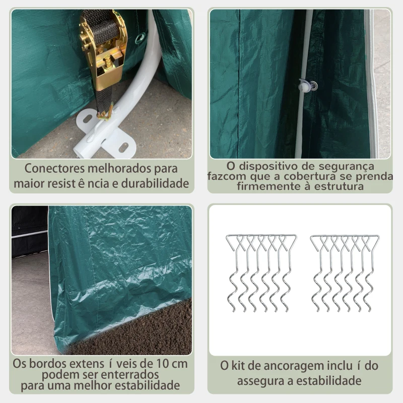 Outsunny Abrigo de Exterior para Ferramentas Bicicleta 2,4x2x2,02 m Abrigo de Armazenamento com 2 Portas  Anti-UV para Jardim Verde