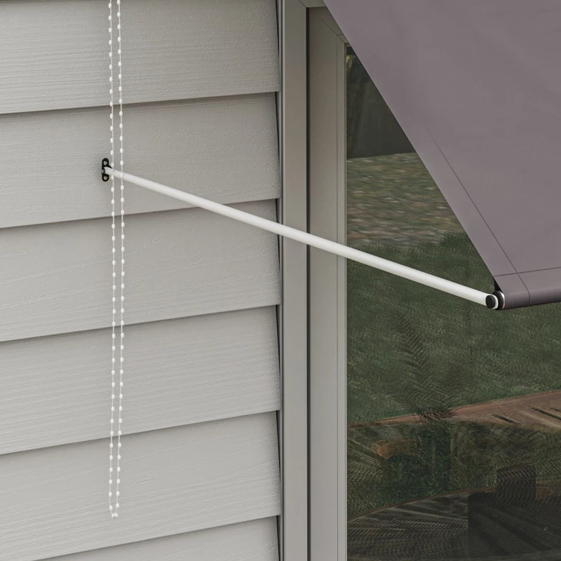 Outsunny Markise manuell ausziehbares Vordach Einstellbarer Neigungswinkel 300 x 120 cm UV-Schutz Aluminium Polyester Dunkelgrau