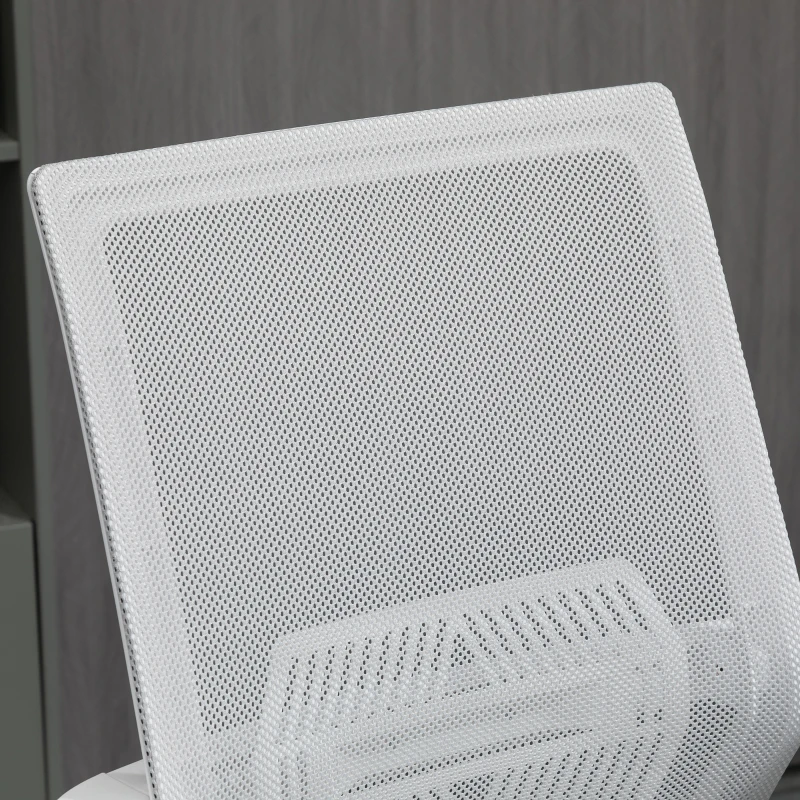 Vinsetto Bürostuhl Höhenverstellbarer Bürostuhl 64L x 59B x 104-124H cm drehbarer Bürohocker 360° atmungsaktives Netzgewebe Grau und Weiß