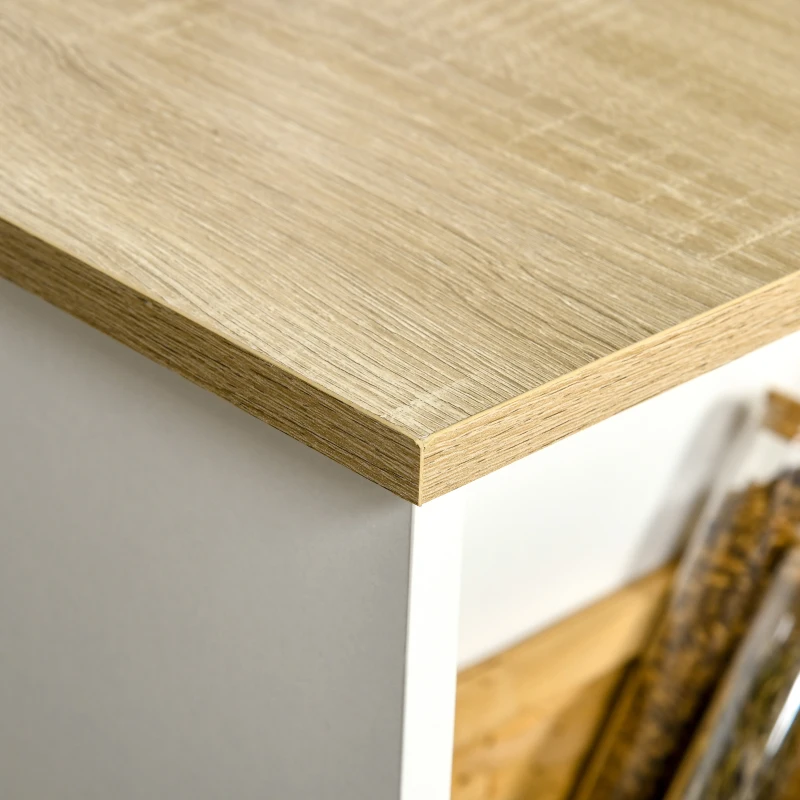 HOMCOM Bartisch hoher Küchentisch Stehtisch 112L x 57B x 106H cm - 3 Regale - heller Eichen-weiß-Look