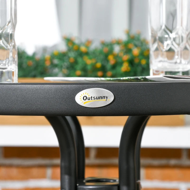 Outsunny Gartenmöbelset Bistromöbelset aus Kunststoffrattan 3-teilig 2 Sessel + 1 Couchtisch mit gehärteter Glasplatte