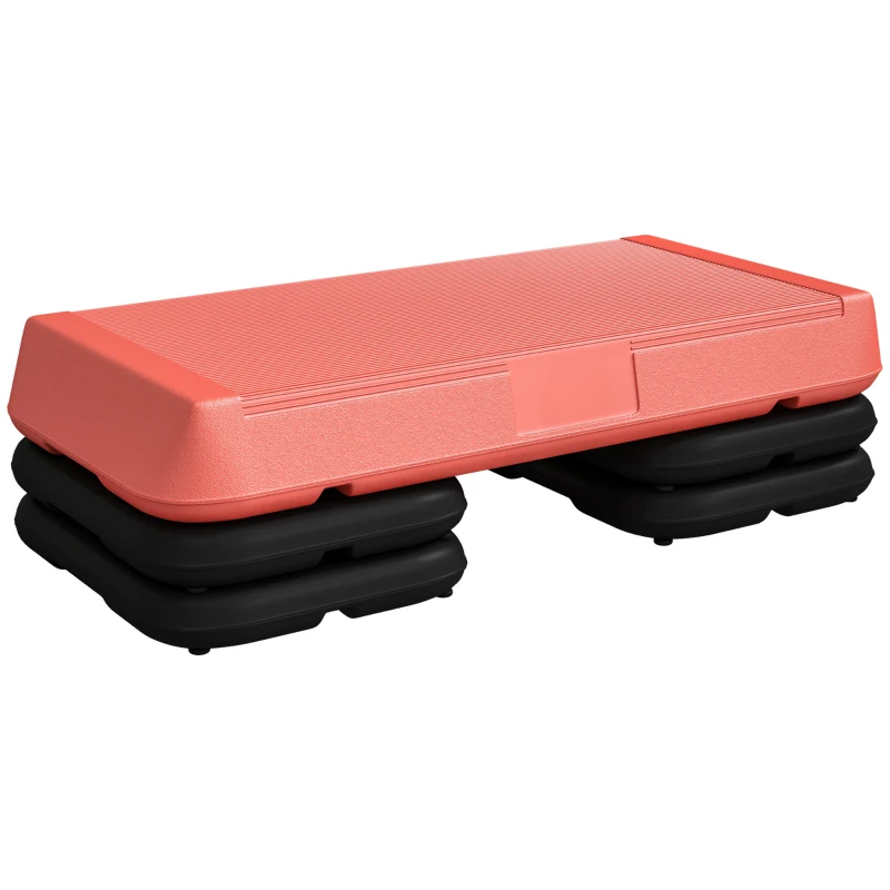 SPORTNOW Stepper Aerobic Fitness Höhenverstellbar 3 Ebenen 10/15/20 cm rutschfeste Oberfläche PE-Plastik, Rot