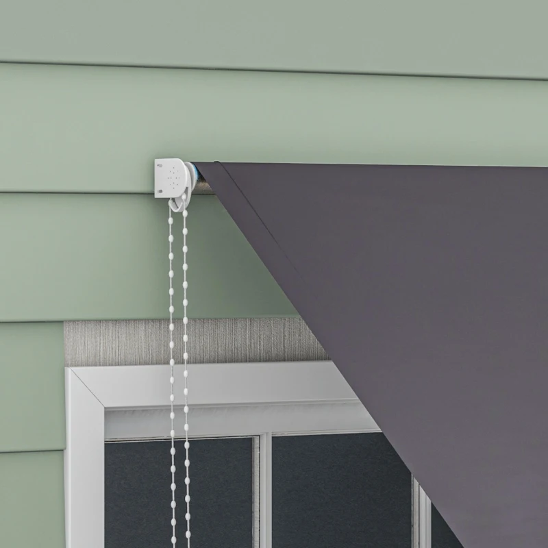 Outsunny Markise manuell ausziehbares Vordach Einstellbarer Neigungswinkel 300 x 120 cm UV-Schutz Aluminium Polyester Dunkelgrau