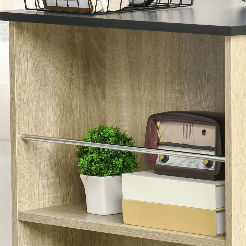 HOMCOM Bartisch hoher Küchentisch Stehtisch - Maße 112L x 57B x 106H cm - 3 Regale - Eiche Schwarz Optik