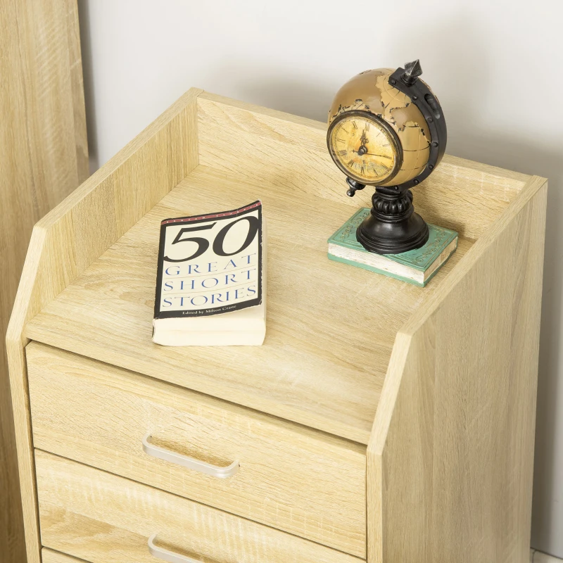 Vinsetto Rollcontainer Büro Aufbewahrung auf Rollen 4 Schubladen MDF und Spanplatten 40L x 36B x 65H cm natürlich