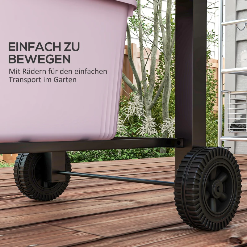 Outsunny Barbecue au Charbon de Bois BBQ Grill Smoker, bac à charbon ajustable, étagères latérales, 124 x 66 x 112 cm, Noir