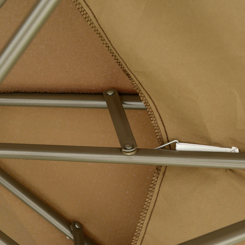 Outsunny Sonnenschirm mit doppeltem Dach, neigbar, mit Kurbel und kreuzförmigem Ständer aus Stahl und Polyester Ø 2,67 x 2,65H m braun