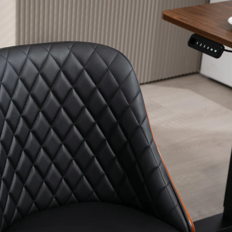 Vinsetto Chaise de Bureau Chaise Pivotante Chaise de Bureau à Domicile Chaise de Bureau Ergonomique Réglable en Hauteur 360° Roulettes Mousse PU Noir 48,5 x 54,5 x 81-87 cm