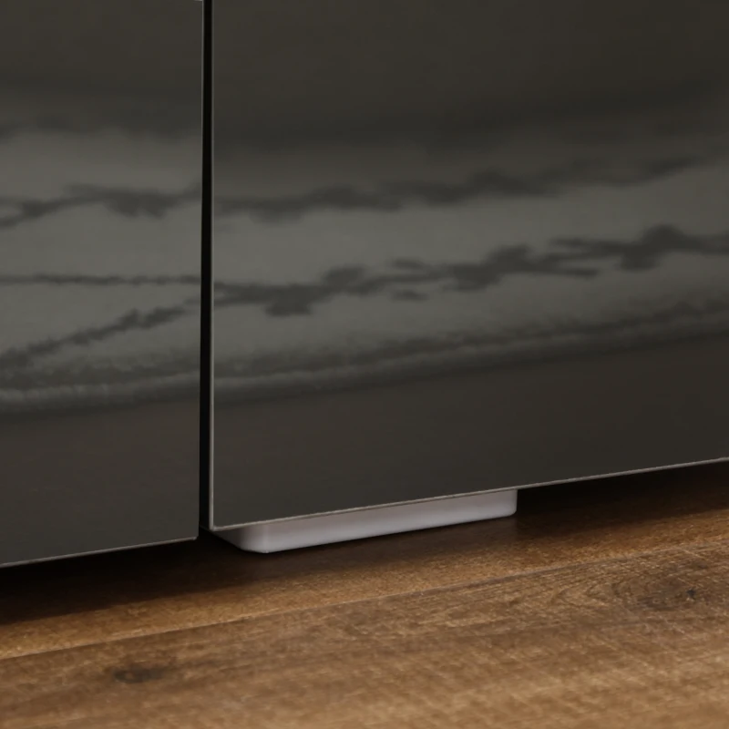 HOMCOM TV-Möbel LED-Bank mit 2 Regalen und Schränken 137 x 35 x 42 cm Weiß Grau lackiert