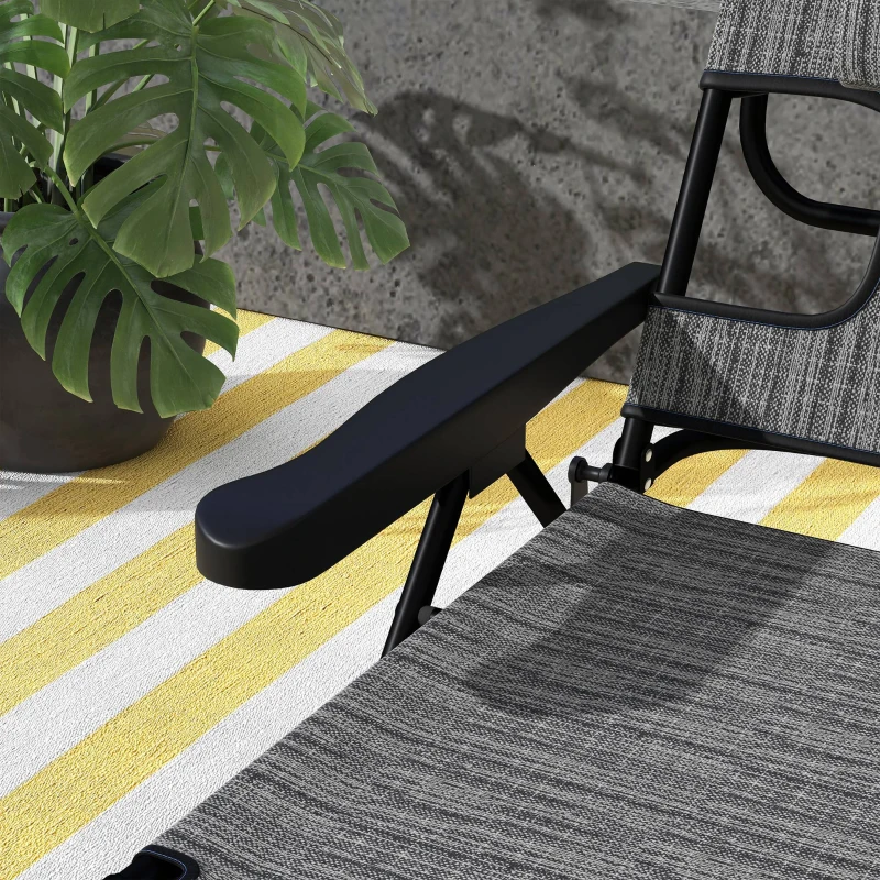 Outsunny Tuinligstoelen Relaxligstoel, Opvouwbaar, Weerbeständig, 194 cm x 72 cm x 31 cm, Zwart + Grijs