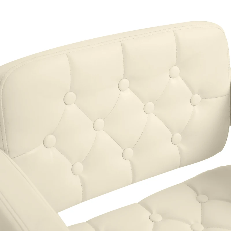 HOMCOM Sgabello da Bar Alto con Schienale e Braccioli, Sgabello da Cucina Moderno Girevole con Altezza Regolabile e Poggiapiedi, in Finta Pelle, 61x50x94-114cm, Bianco