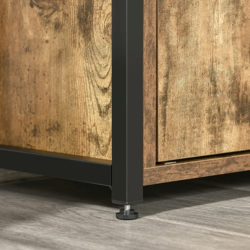 HOMCOM Industrielles Bücherregal 3 Regale Schranktür 2 Schubladen Partikelplatten Altholzoptik Stahl Schwarz