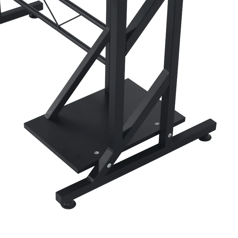 HOMCOM Scrivania per Computer Salvaspazio in Acciaio e Legno, Scrivania da Ufficio con Cassetto, Ripiano Tastiera Estraibile, 90x50x100 cm, Nero