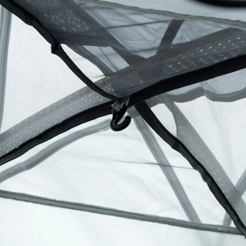 Outsunny Campingzelt für 3-4 Personen wasserdicht doppellagige Mesh-Fenster tragbar 350 x 150 x 128 cm Grau