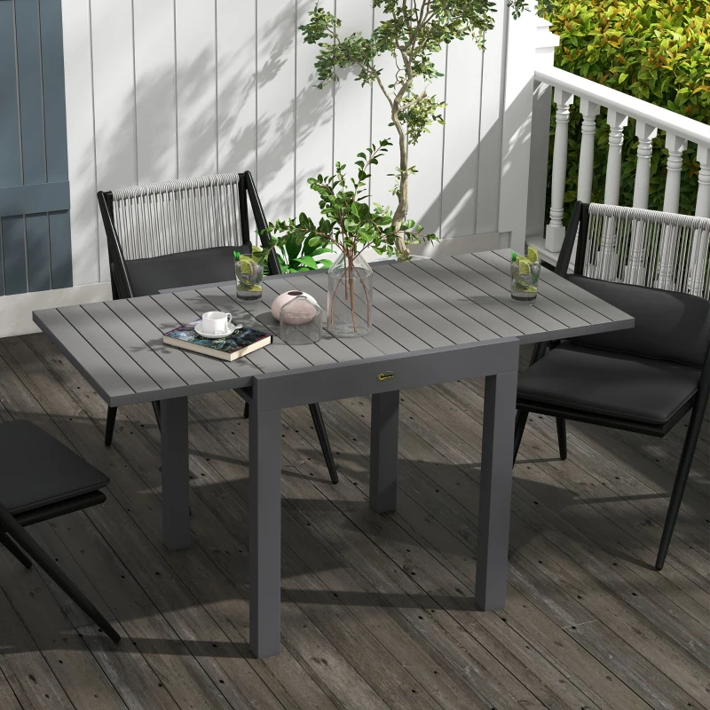 Outsunny Table de jardin Table d'extérieur, résistant aux intempéries, 162 x 80 x 75 cm, Gris