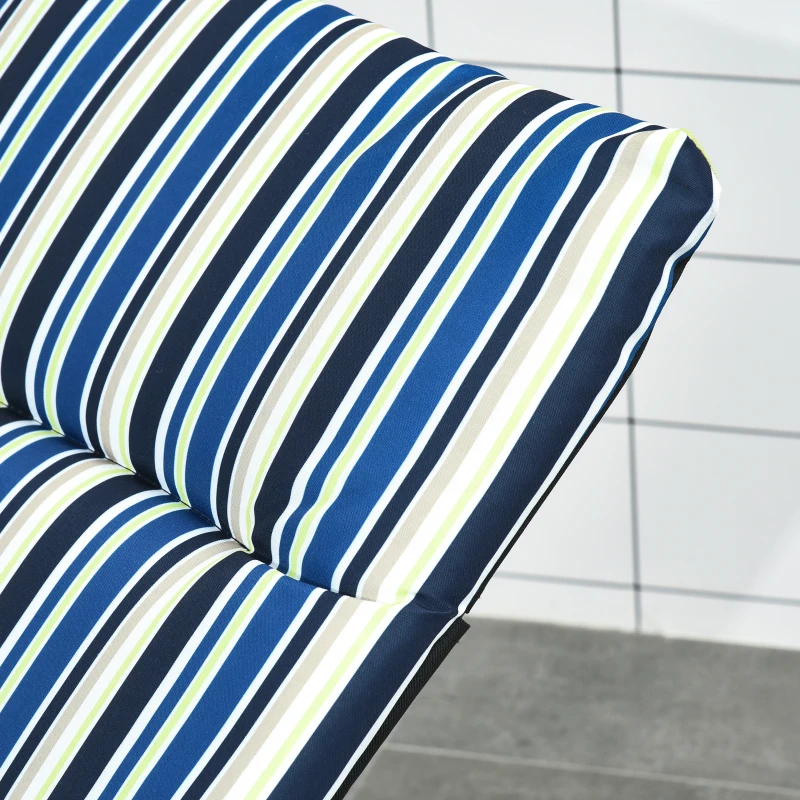 Outsunny Sonnenliege klappbarer Liegestuhl mit 6-fach verstellbarer Rückenlehne, großer Komfort mit Matratze + Armlehnen aus Stahl und Polyester in Multicolor